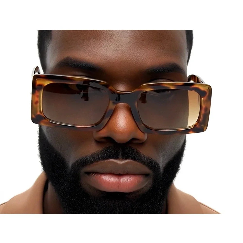Men Sunglasses Tortoise Frame Gradient Lens Gold Accents‎ Fashion Style Trendy